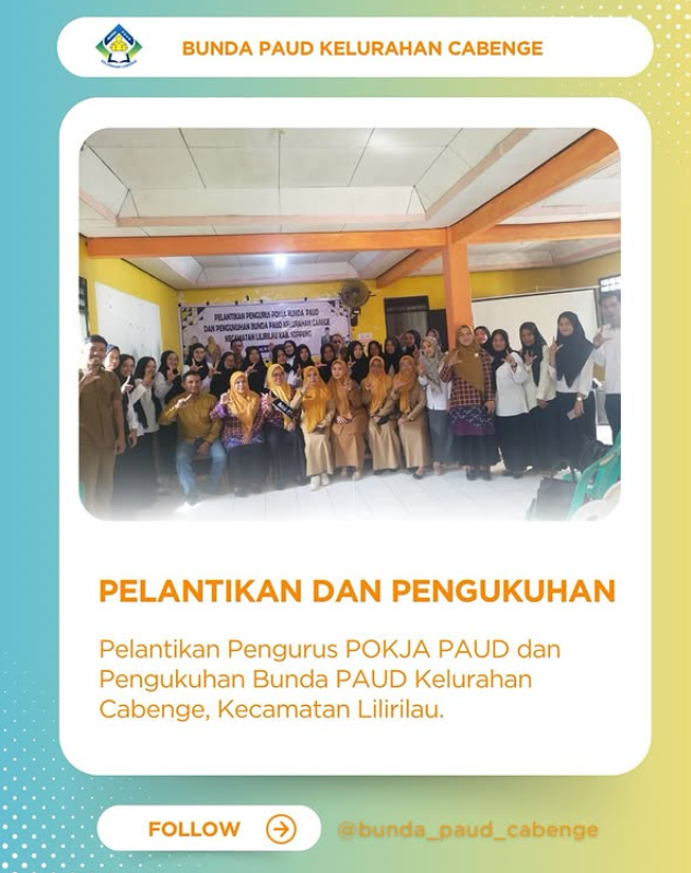 Pelantikan dan pengukuhan pengurus Pokja Bunda PAUD Macakka Kelurahan Cabenge